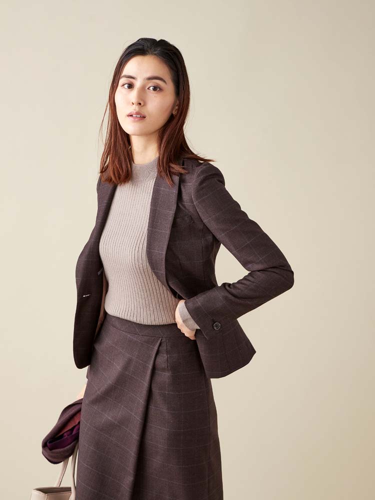 WEB限定】コーヒーチャコール スーツ テーラージャケット ブラウン