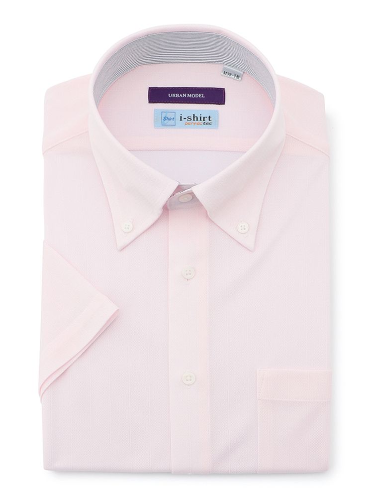  半袖 ワイシャツ ホワイト ピンク ピンク ストライプ
