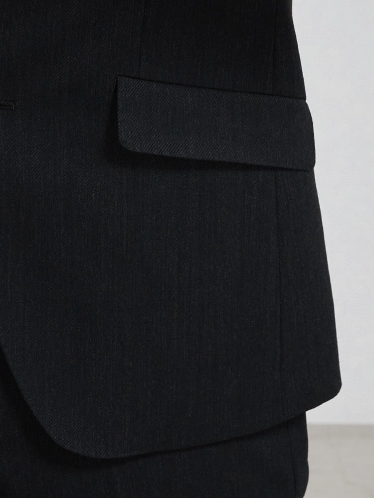  スーツ ノータック ブラック ビジネス グレー スーツ
